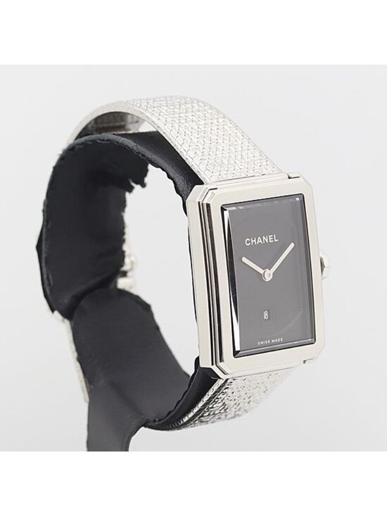 Chanel Movable Boyfriend Neo Tweed Quartz Date Black Dial Watch